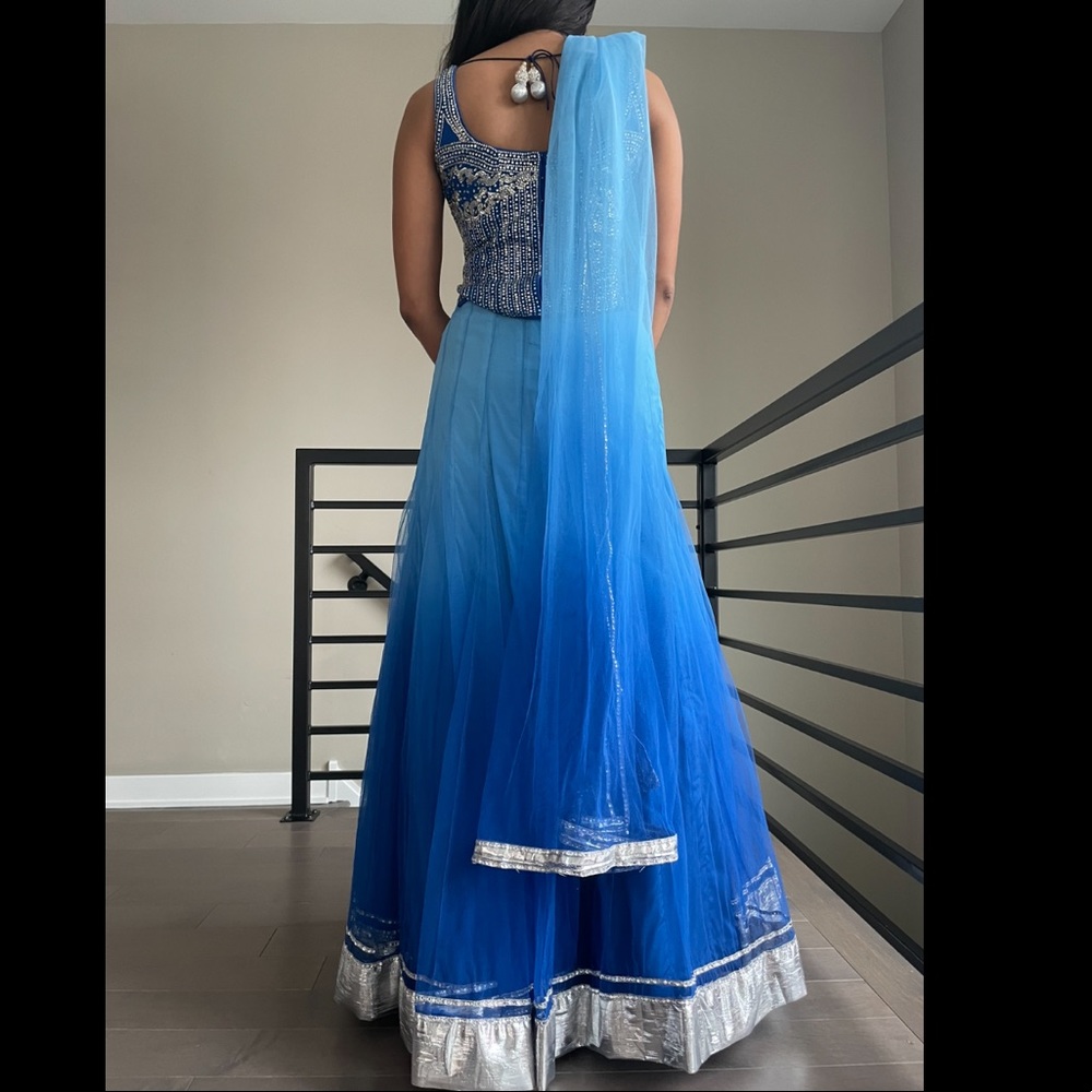 Designer blue ombré lehenga - Picture 5 of 13